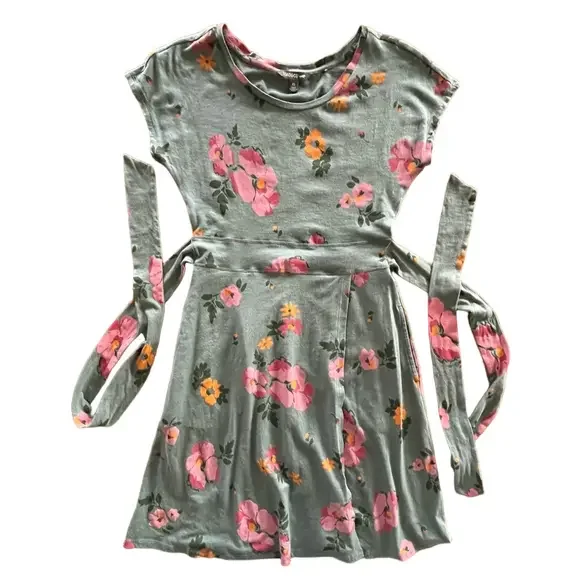 Toad and Co Floral Green Faux Wrap with Tie Waist Dress Size XS - Picture 11 of 15